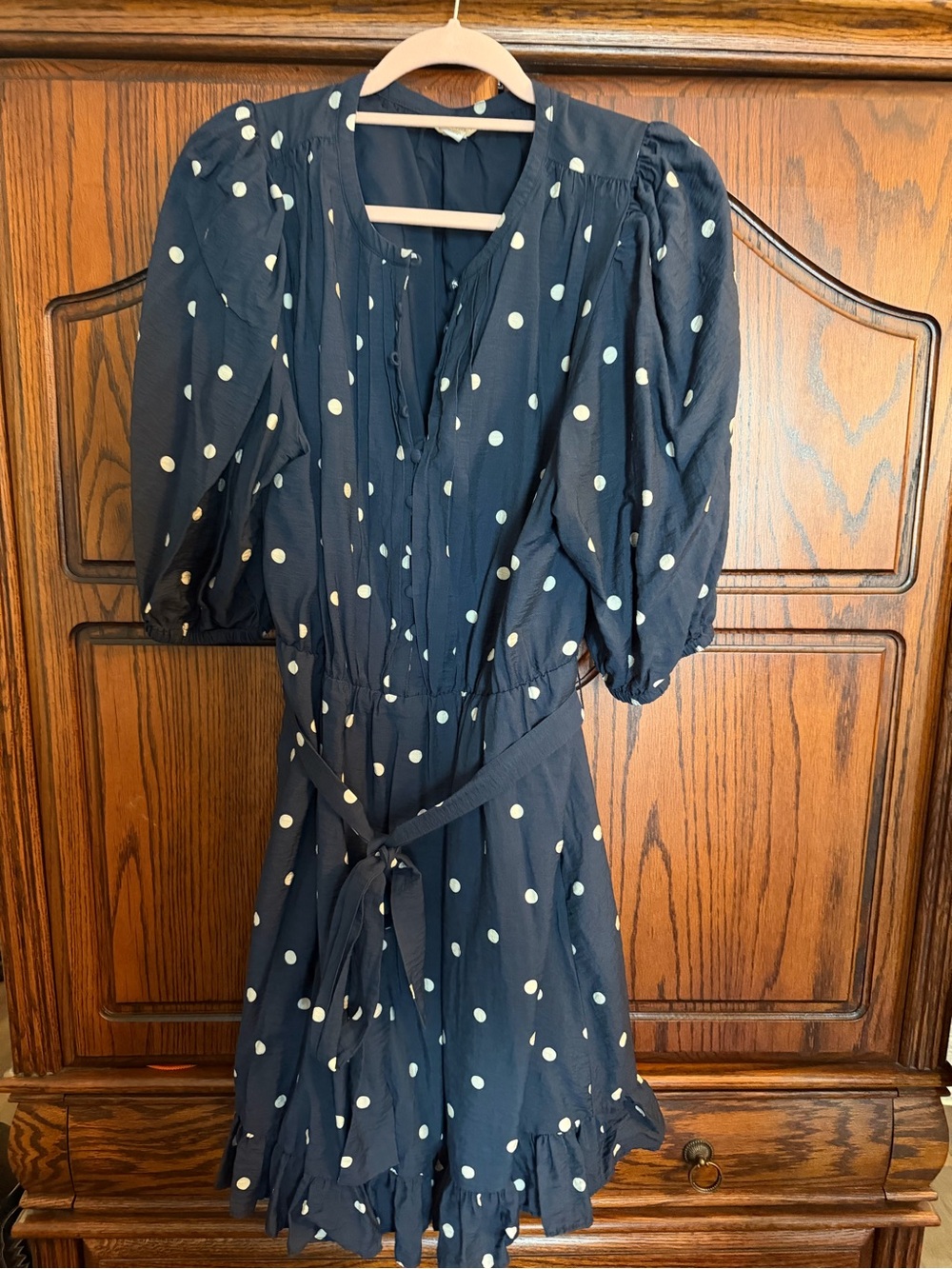 Caslon Navy Dress with White Polka Dots
